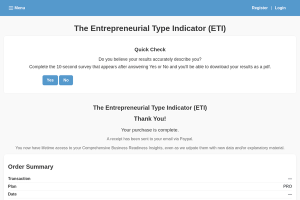 Entrepreneurial Type Indicator in motion